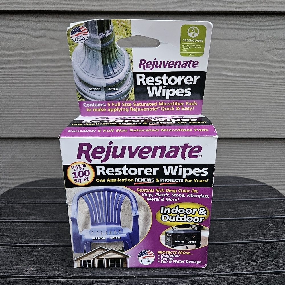 Rejuvenate Restorer Wipes for Outdoor Furniture Restores Shines Chairs Etc NIB